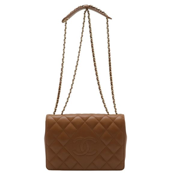 Chanel Matelasse Coco Mark Diamond Stitch W Chain Shoulder Shoulder Bag Leather - Picture 1 of 9